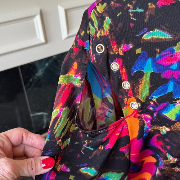 Peck & Peck Multicolor Abstract Tunic Asymmetrical Top ~ Sz XL - Picture 4 of 12